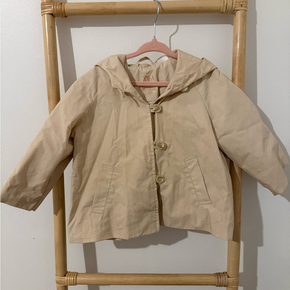 Zara Kids Beige Hooded Raincoat